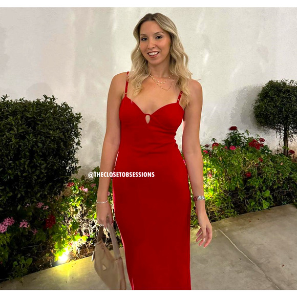 ZARA Blogger Fave Red Fitted Midi Dress NWT Size M - Picture 12 of 16